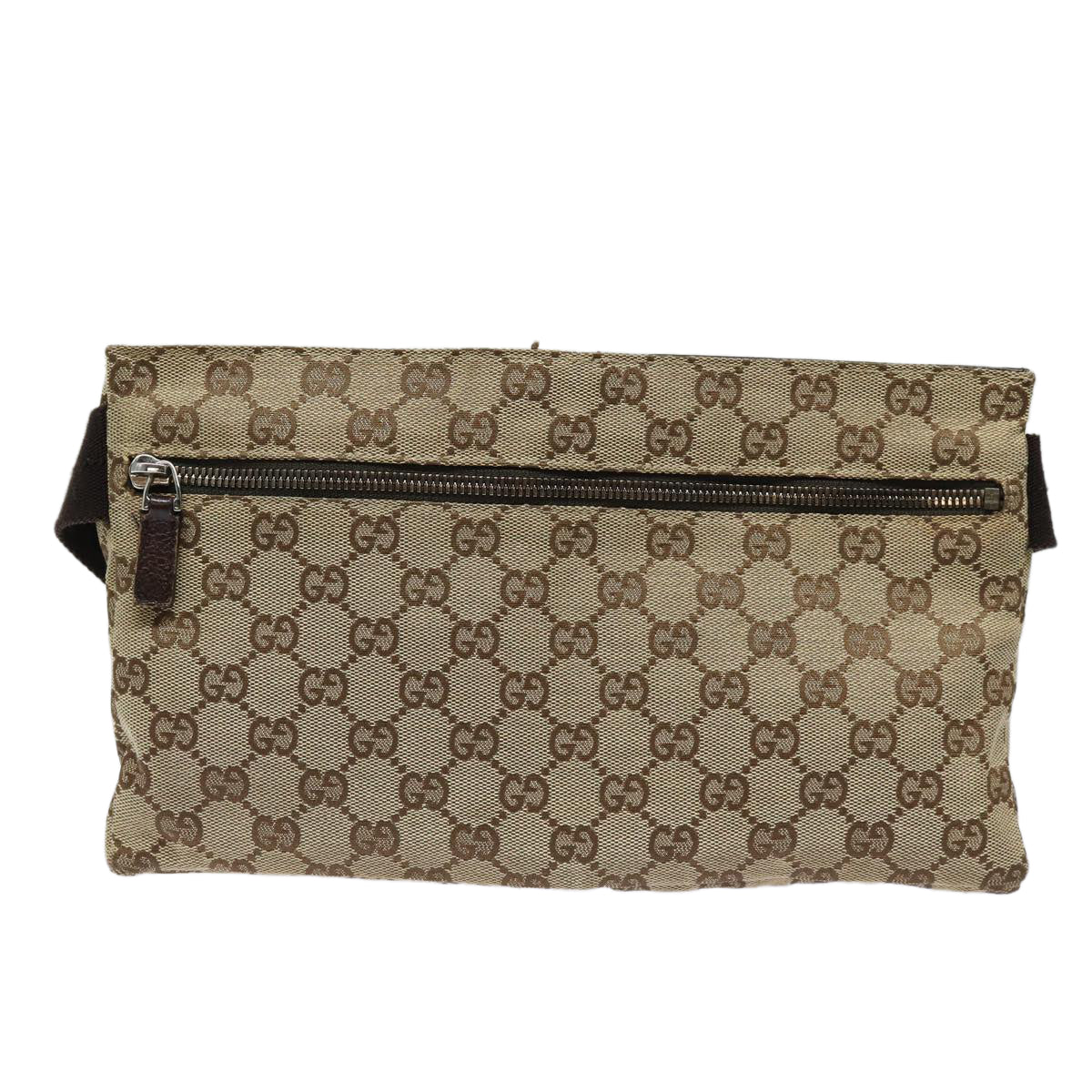 GUCCI GG Canvas Waist bag Beige Auth ar12216