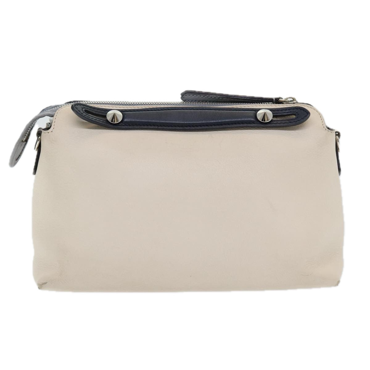 FENDI Hand Bag Leather Beige Auth ar12221