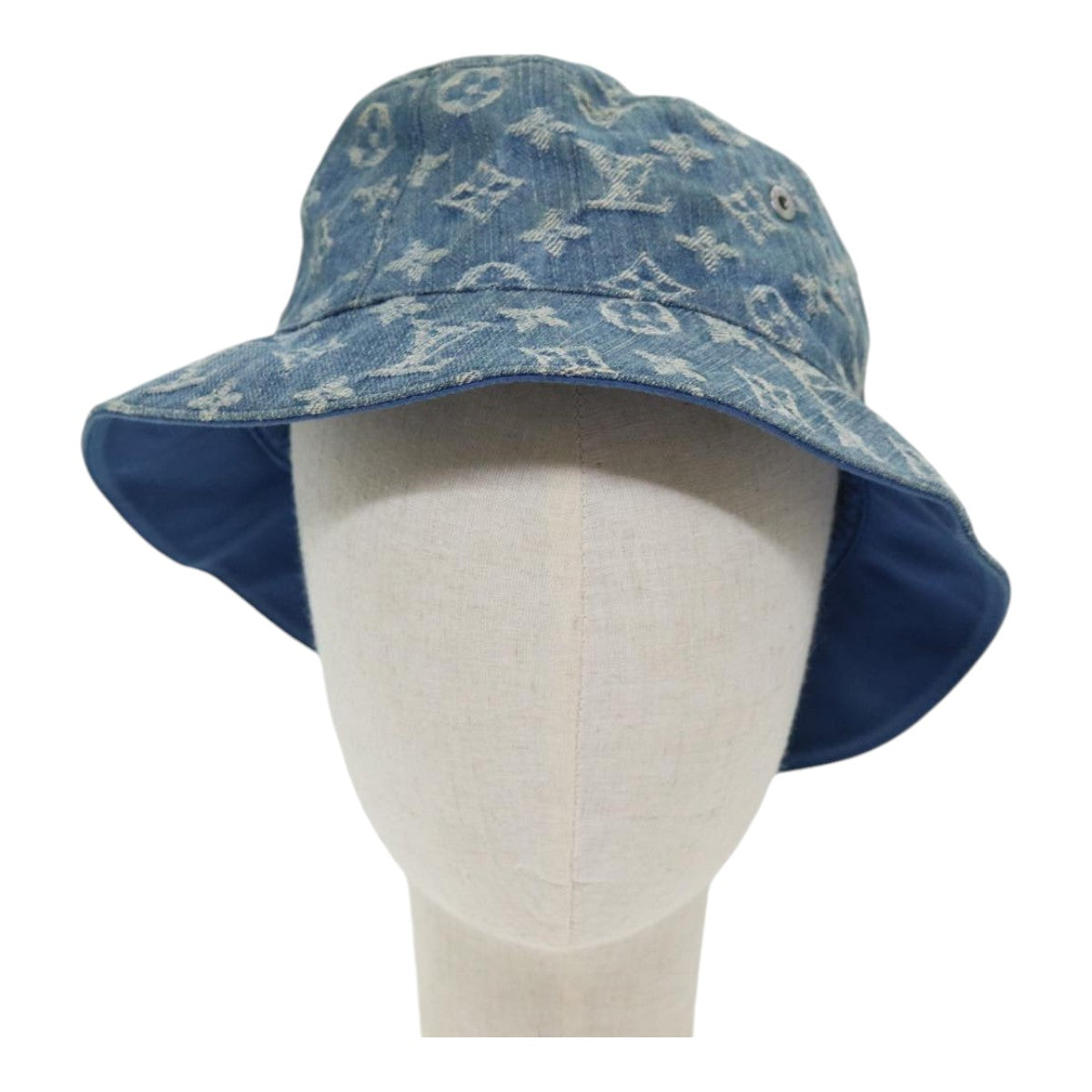 LOUIS VUITTON Monogram Hat Cotton Denim Blue M78772 LV Auth ar12250