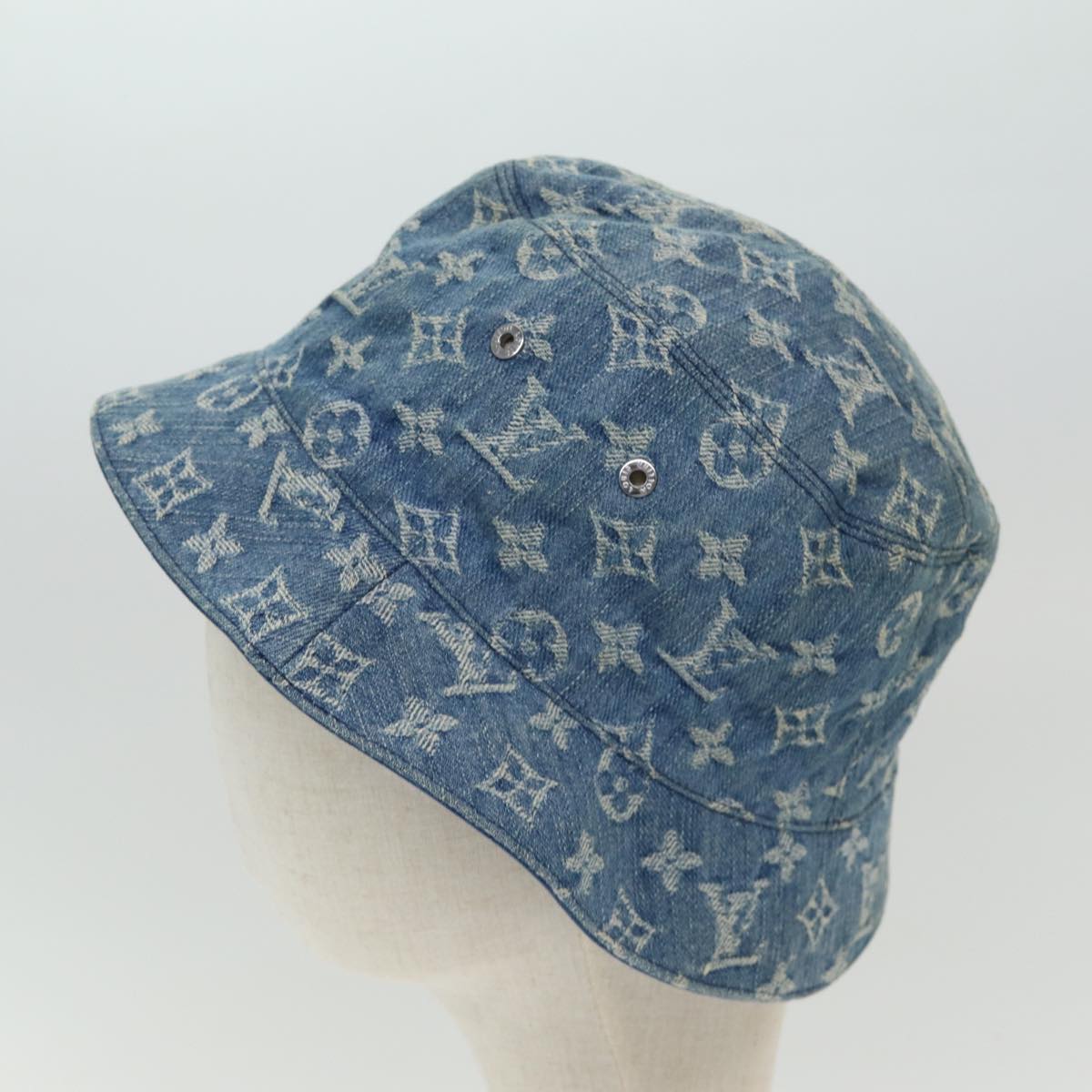 LOUIS VUITTON Monogram Hat Cotton Denim Blue M78772 LV Auth ar12250