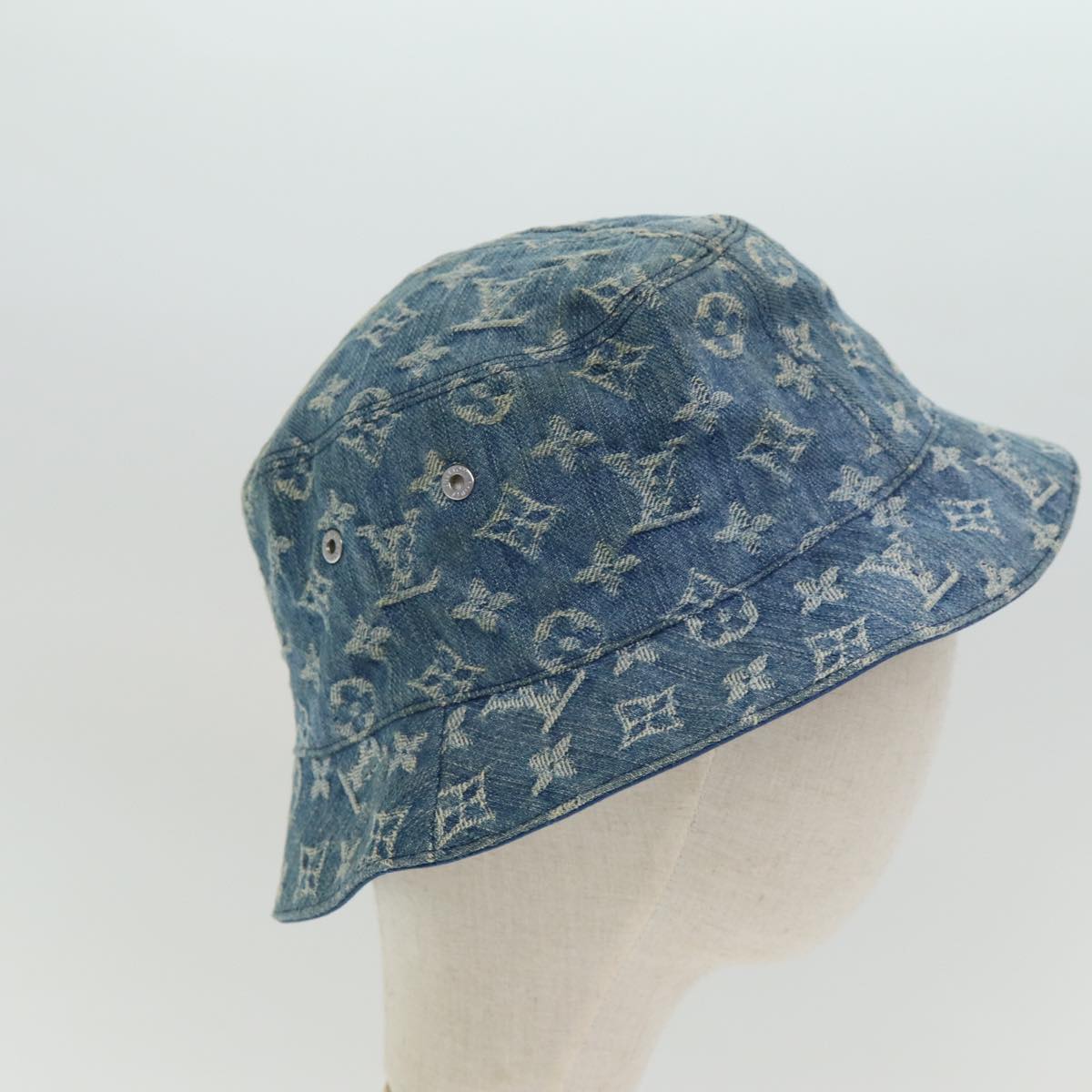 LOUIS VUITTON Monogram Hat Cotton Denim Blue M78772 LV Auth ar12250