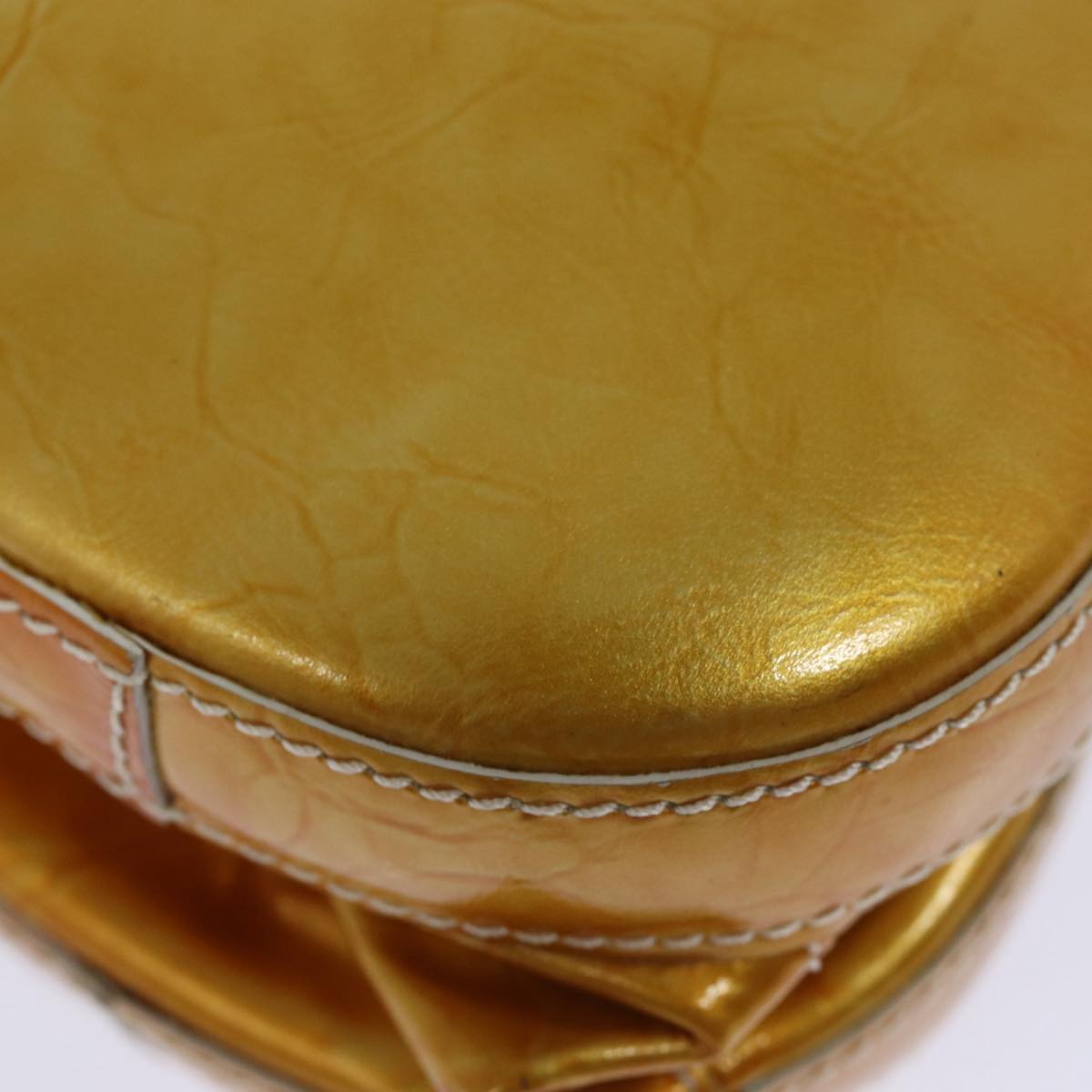 LOEWE Hand Bag Enamel Yellow Gold Auth ar12404