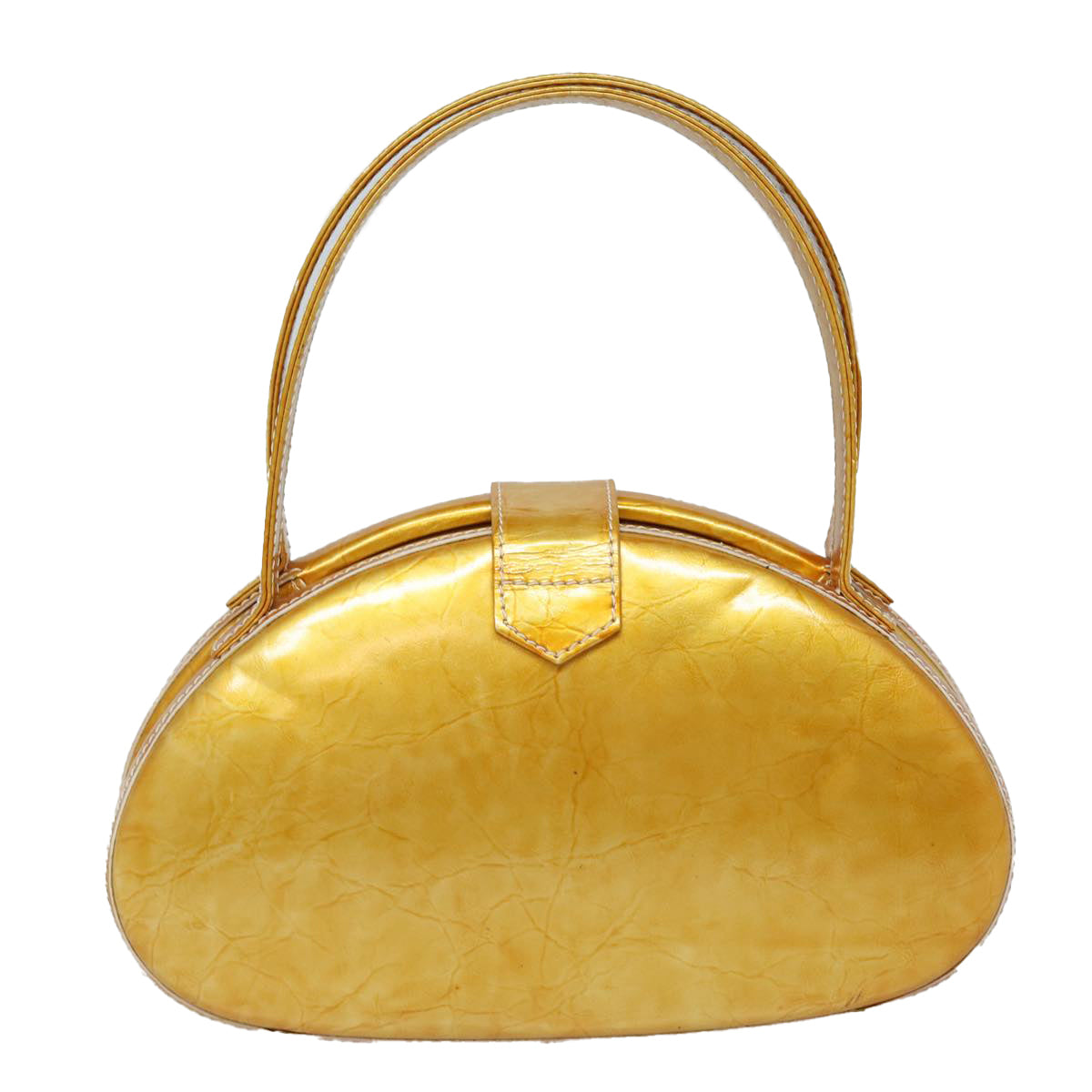 LOEWE Hand Bag Enamel Yellow Gold Auth ar12404