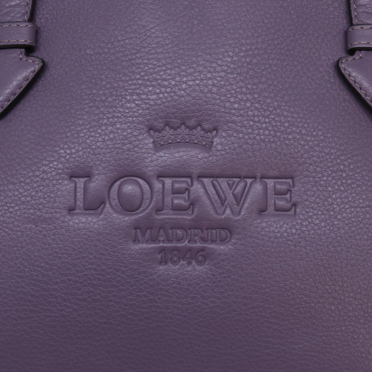 LOEWE Hand Bag Leather Purple Gold Auth ar12427