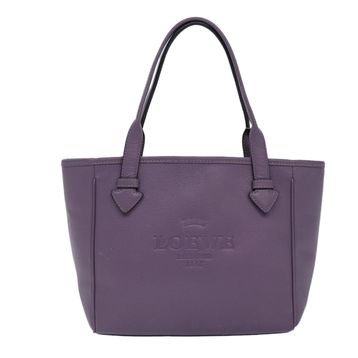 LOEWE Hand Bag Leather Purple Gold Auth ar12427