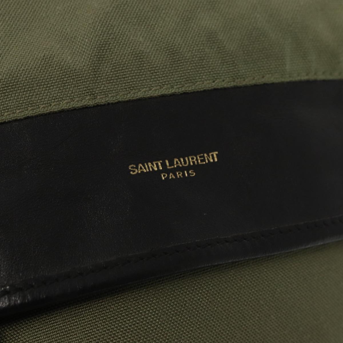 SAINT LAURENT Backpack Canvas Khaki Silver Auth ar12431