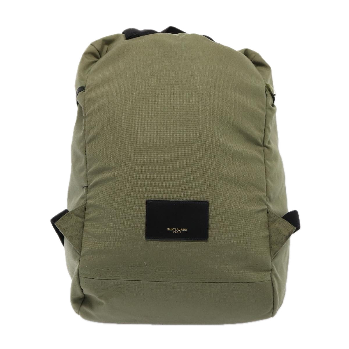 SAINT LAURENT Backpack Canvas Khaki Silver Auth ar12431