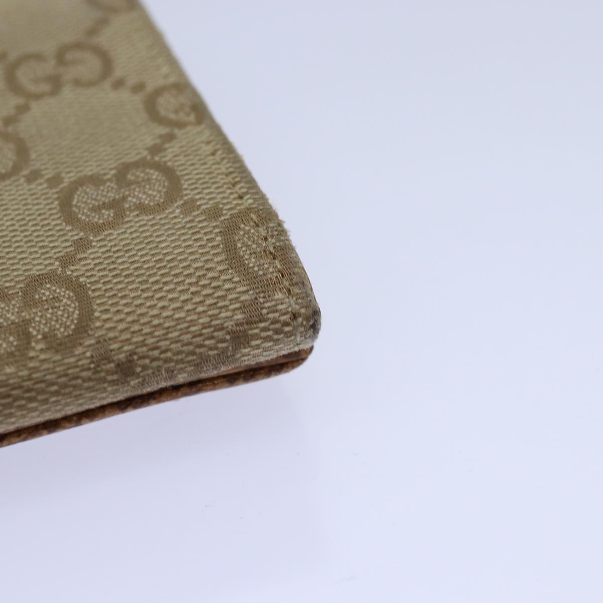 GUCCI GG Canvas Long Wallet Beige Auth ar12451