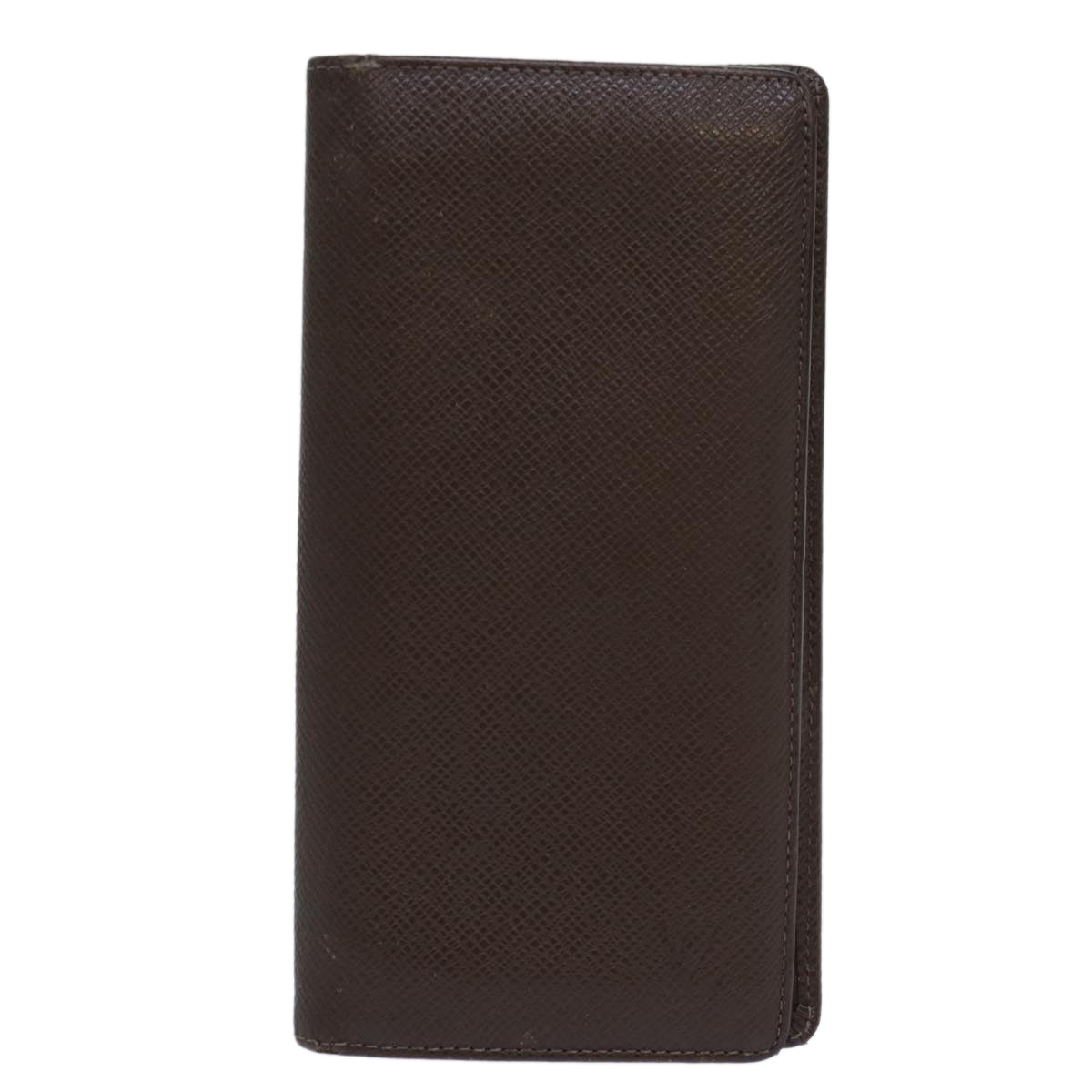 LOUIS VUITTON Taiga Brazza Portefeuille Long Wallet Grizzly M32578 Auth ar12456