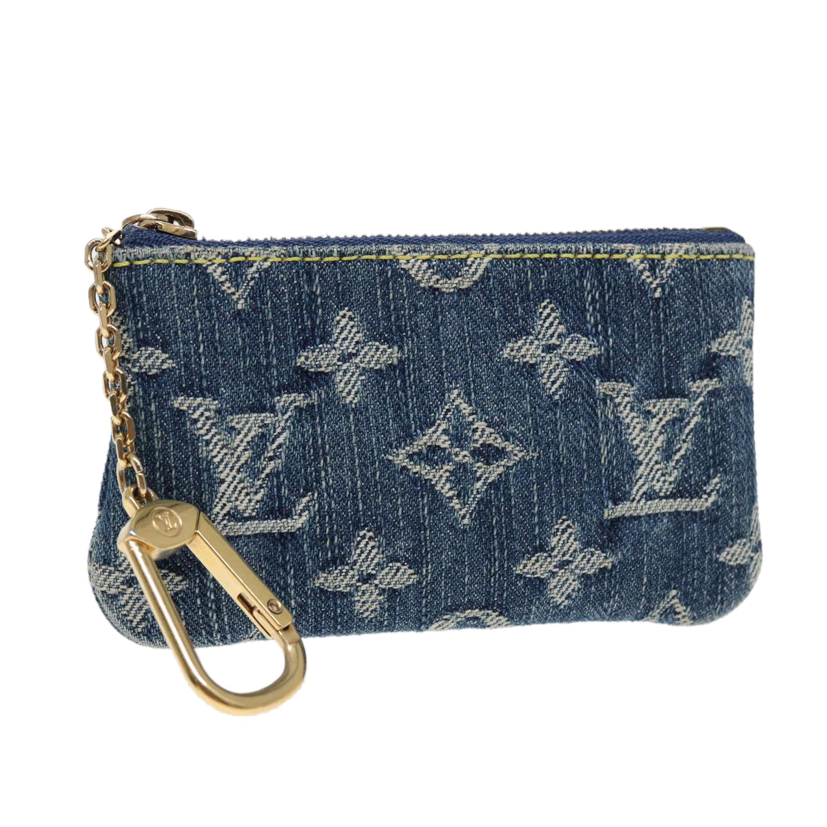 LOUIS VUITTON Monogram Denim Pochette Cles Coin Purse Blue M95343 Auth ar12516