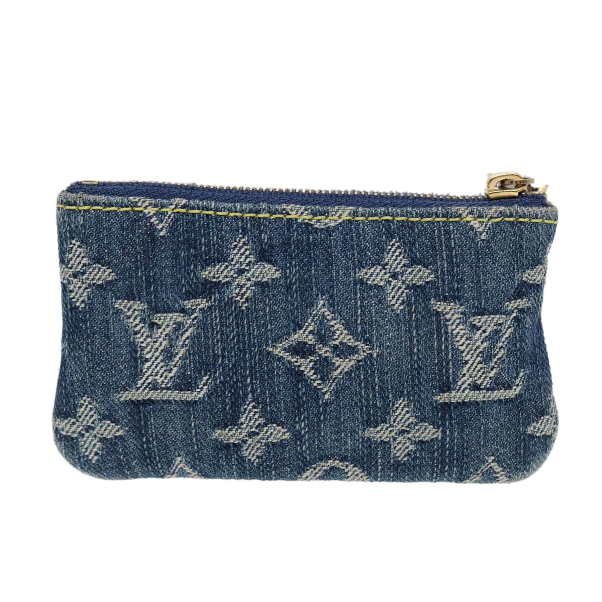 LOUIS VUITTON Monogram Denim Pochette Cles Coin Purse Blue M95343 Auth ar12516