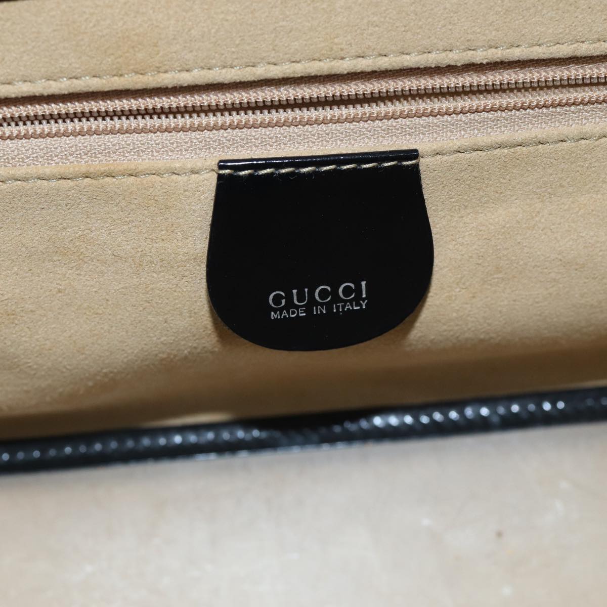 GUCCI Bamboo Vanity Hand Bag Patent 2way Black Silver 013 122 2491 Auth ar12527