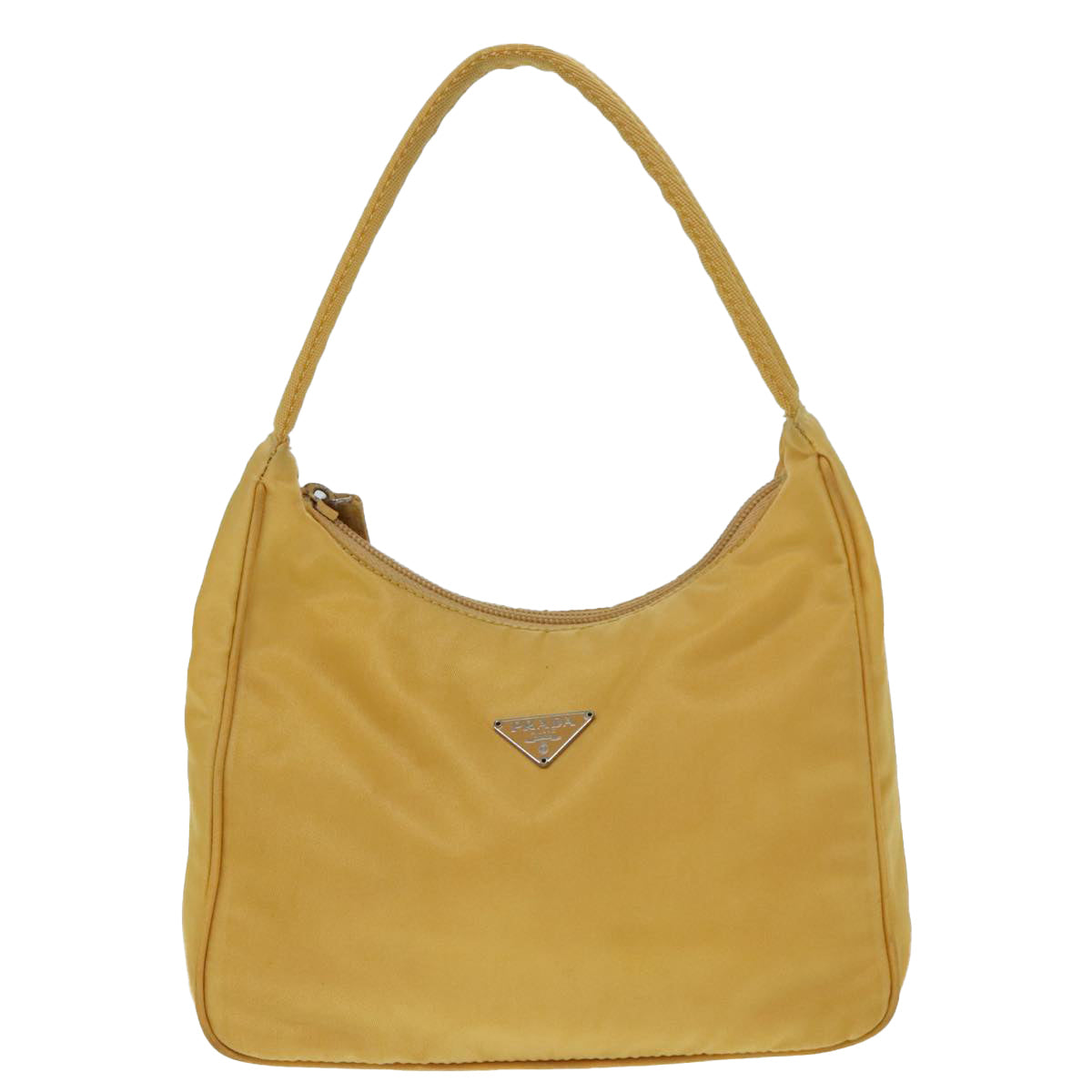 PRADA Mini Hand Bag Nylon Yellow Silver Auth ar12534