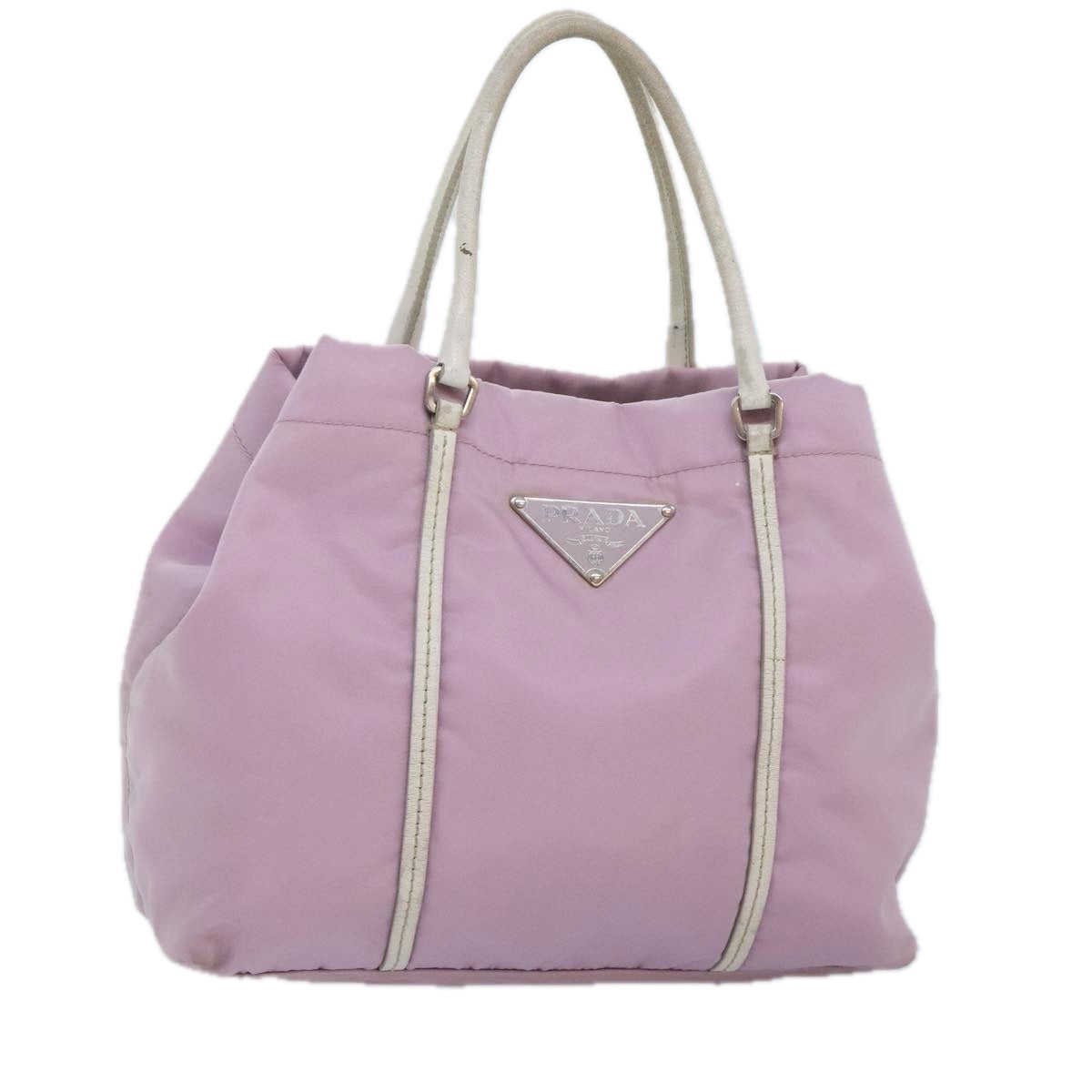 PRADA Hand Bag Nylon Pink Silver Auth ar12548