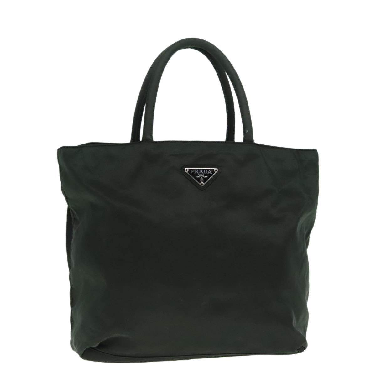 PRADA Hand Bag Nylon Green Silver Auth ar12551