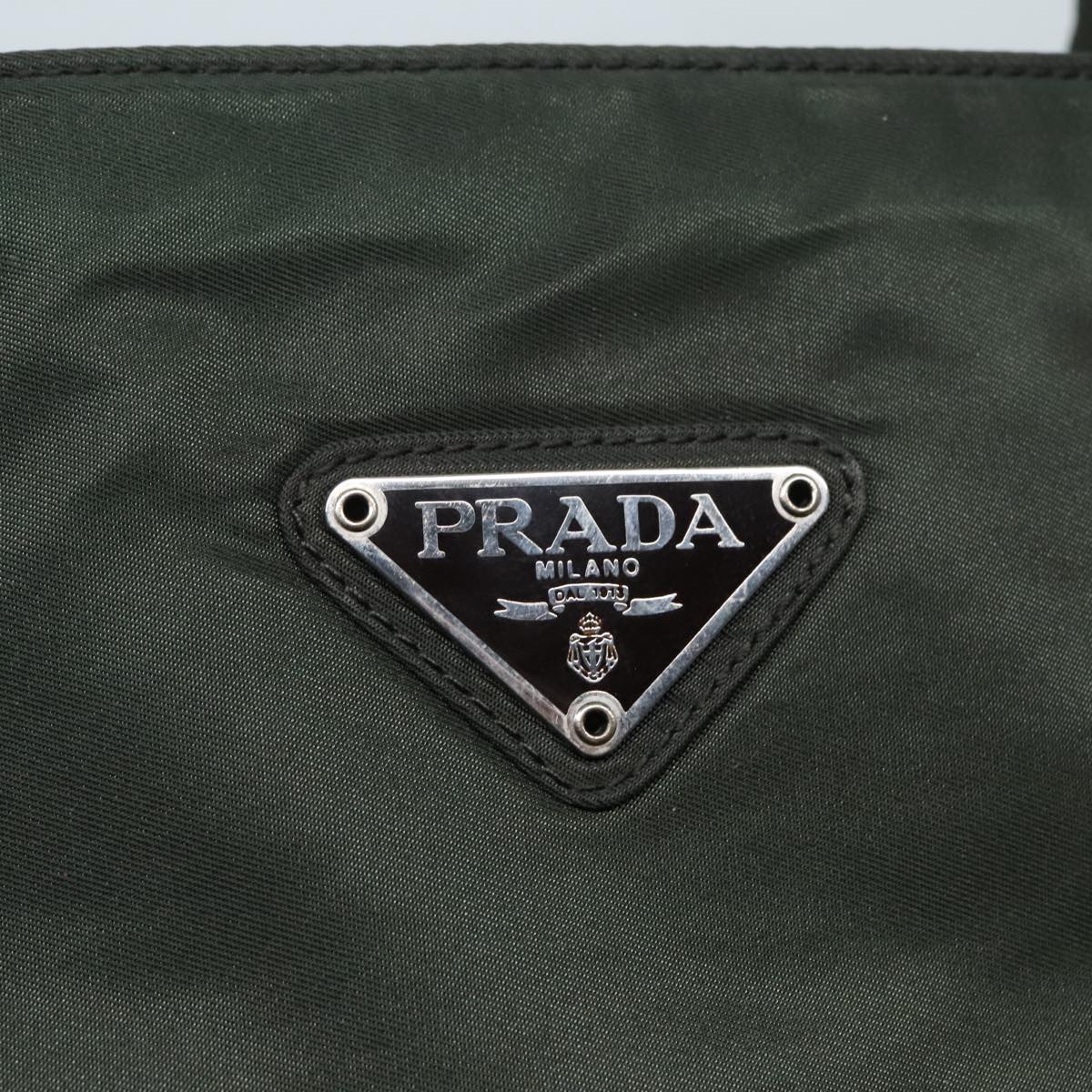 PRADA Hand Bag Nylon Green Silver Auth ar12551