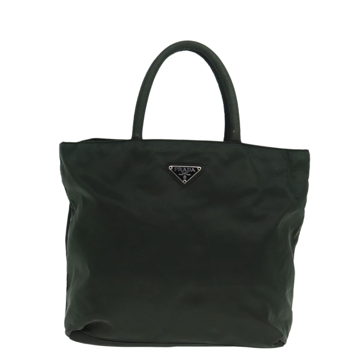 PRADA Hand Bag Nylon Green Silver Auth ar12551