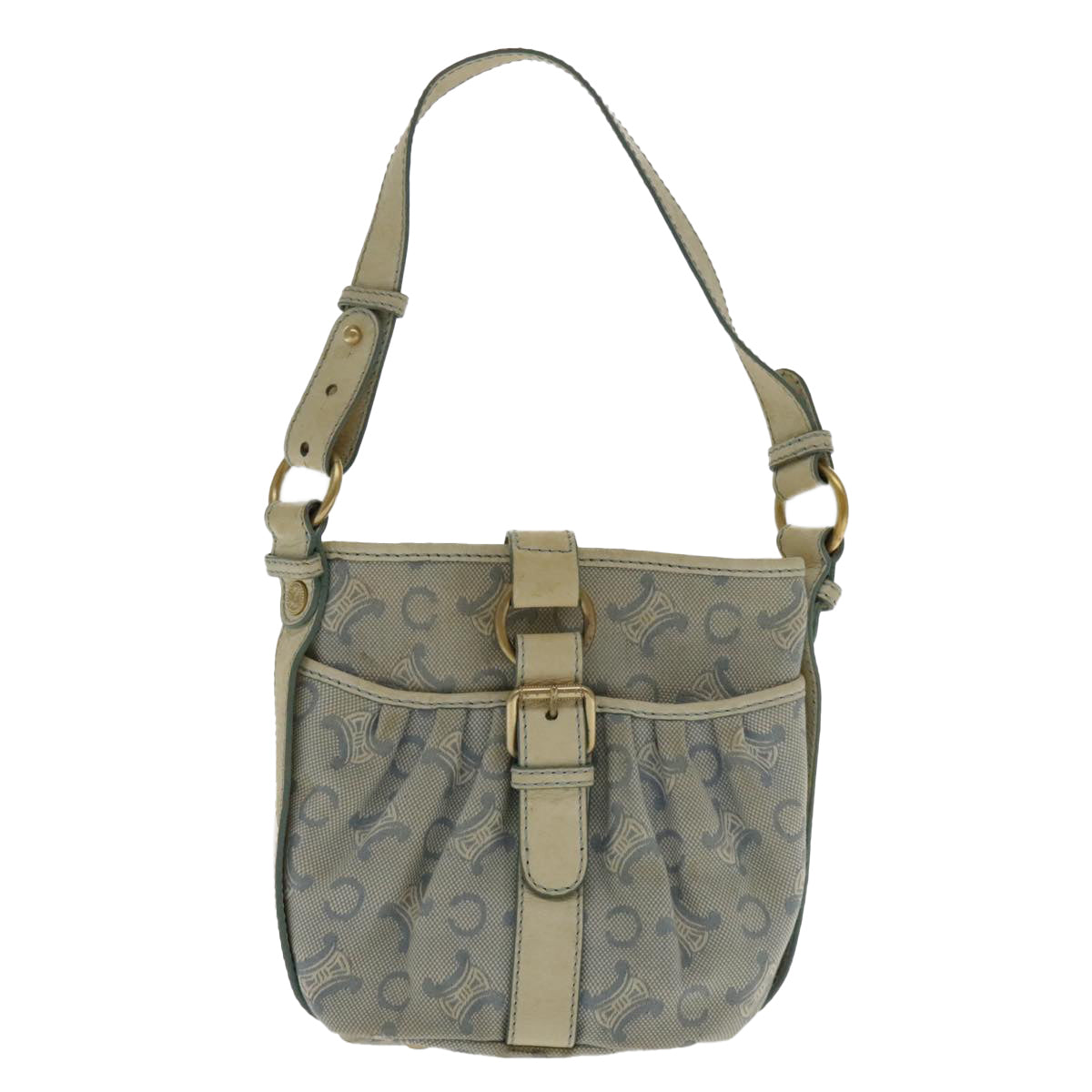 CELINE C Macadam Canvas Hand Bag Light Blue Auth ar12572