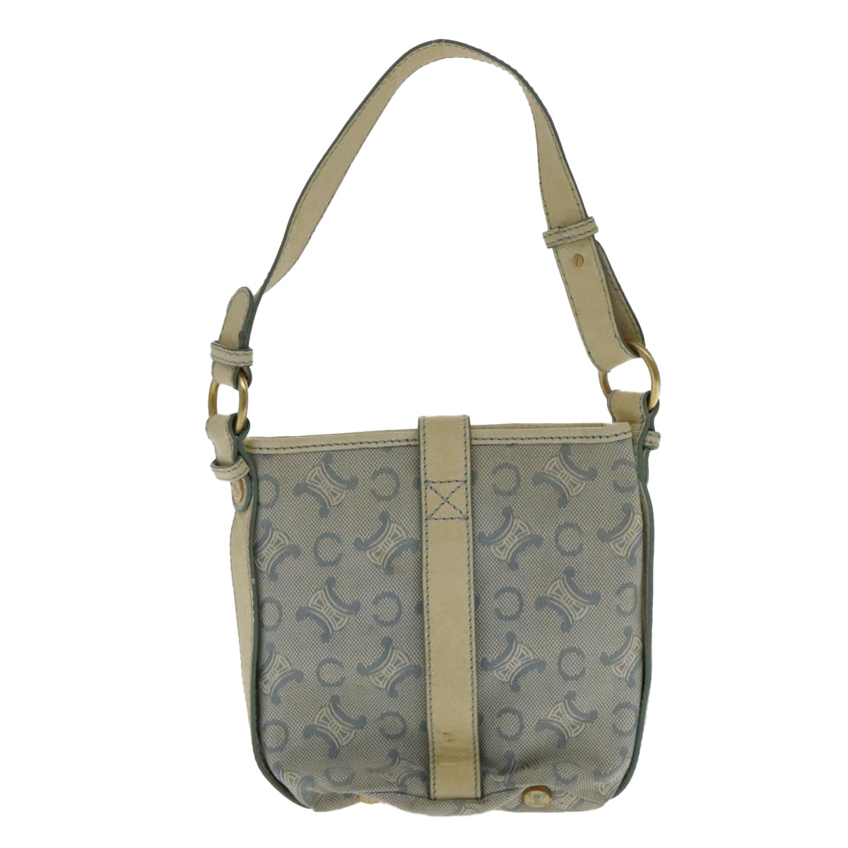 CELINE C Macadam Canvas Hand Bag Light Blue Auth ar12572