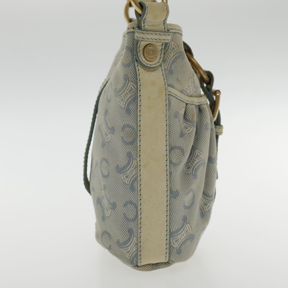 CELINE C Macadam Canvas Hand Bag Light Blue Auth ar12572