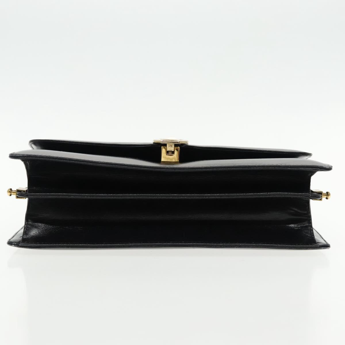 CELINE Shoulder Bag Leather Black Gold Auth ar12595