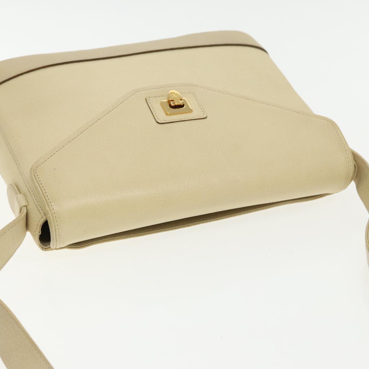 VALENTINO Hand Bag Leather Beige Gold Auth ar12652