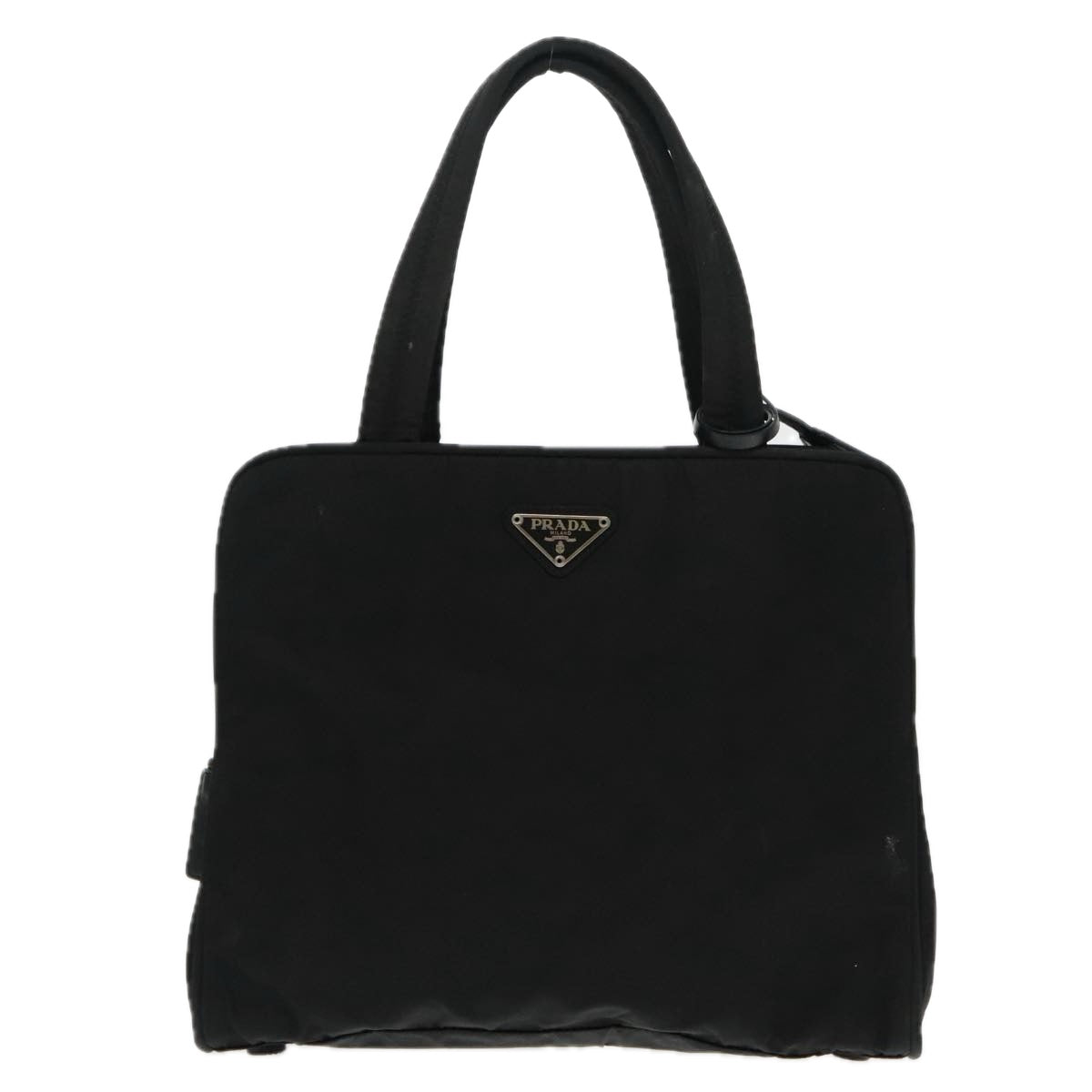 PRADA Hand Bag Nylon Black Silver Auth ar12668