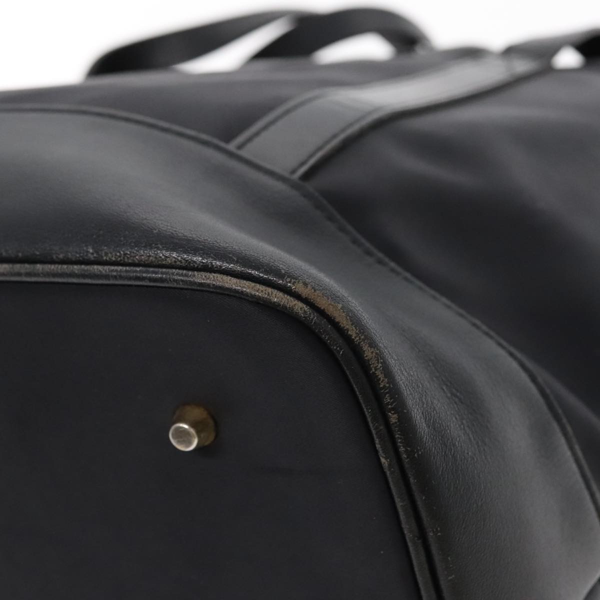 SAINT LAURENT Tote Bag Nylon Leather Black Gold Auth ar12681