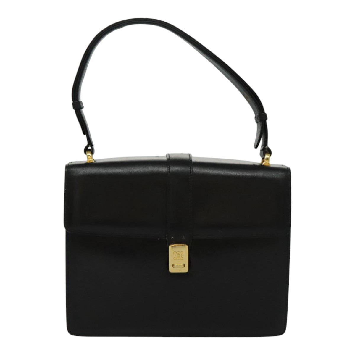 CELINE Shoulder Bag Leather Black Gold Auth ar12705