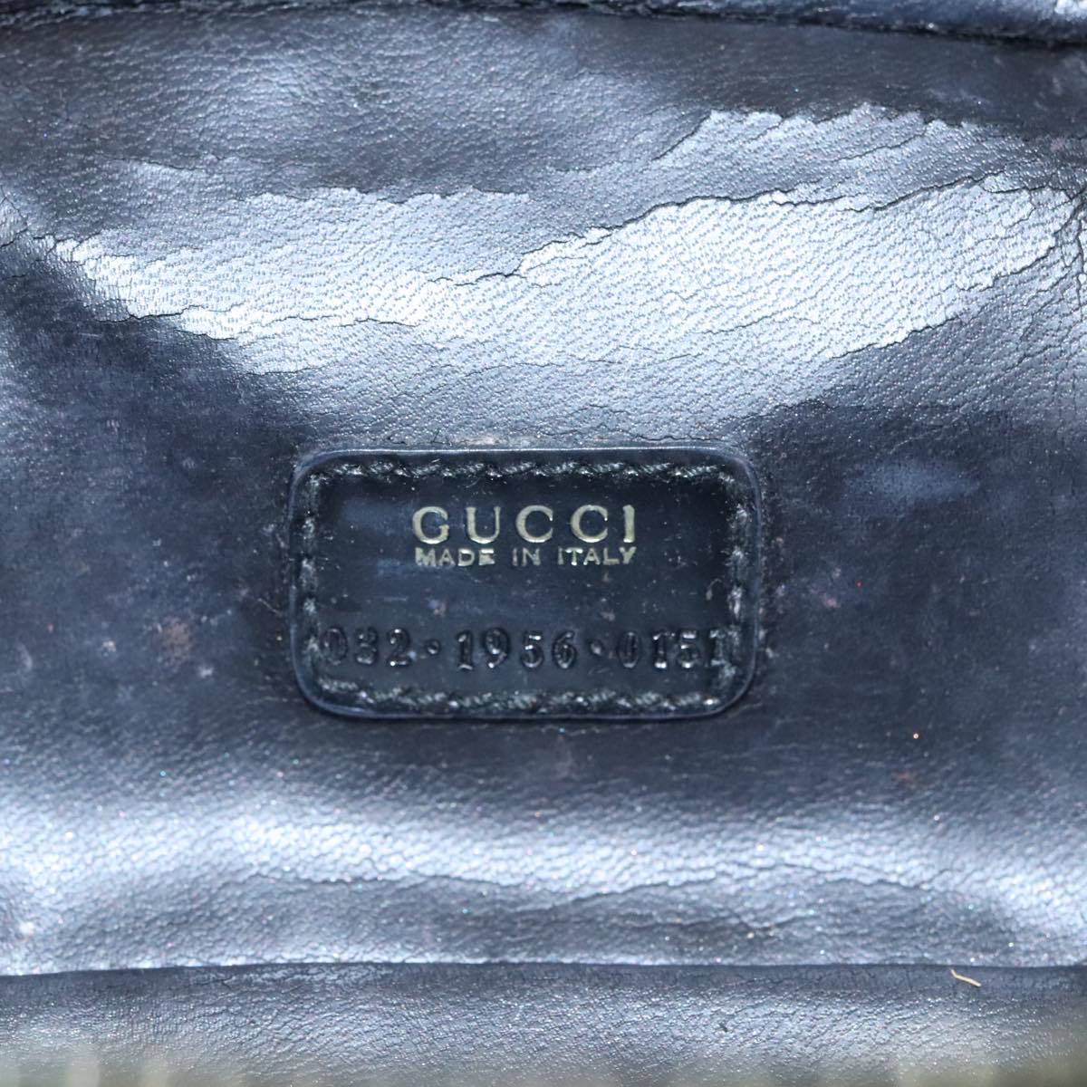 GUCCI Bamboo Vanity Cosmetic Pouch Leather Black 032 1956 0151 Auth ar12707