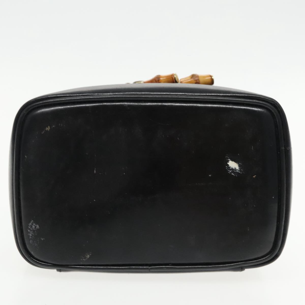 GUCCI Bamboo Vanity Cosmetic Pouch Leather Black 032 1956 0151 Auth ar12707