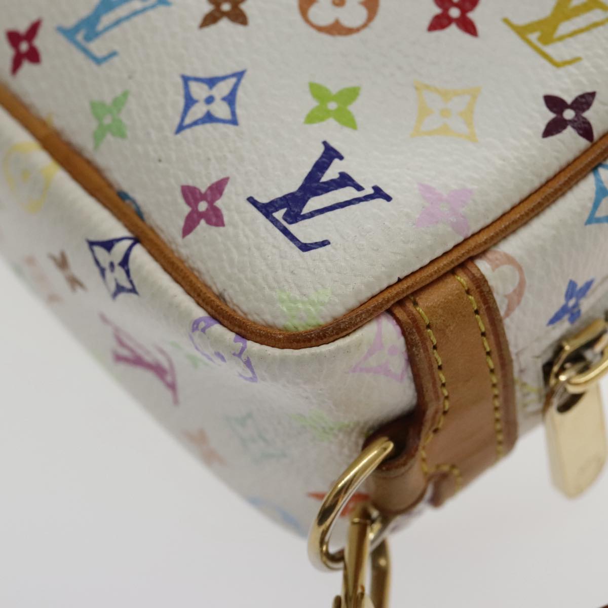 LOUIS VUITTON Monogram Multicolor Trousse Wapity Pouch White M58033 Auth ar12712