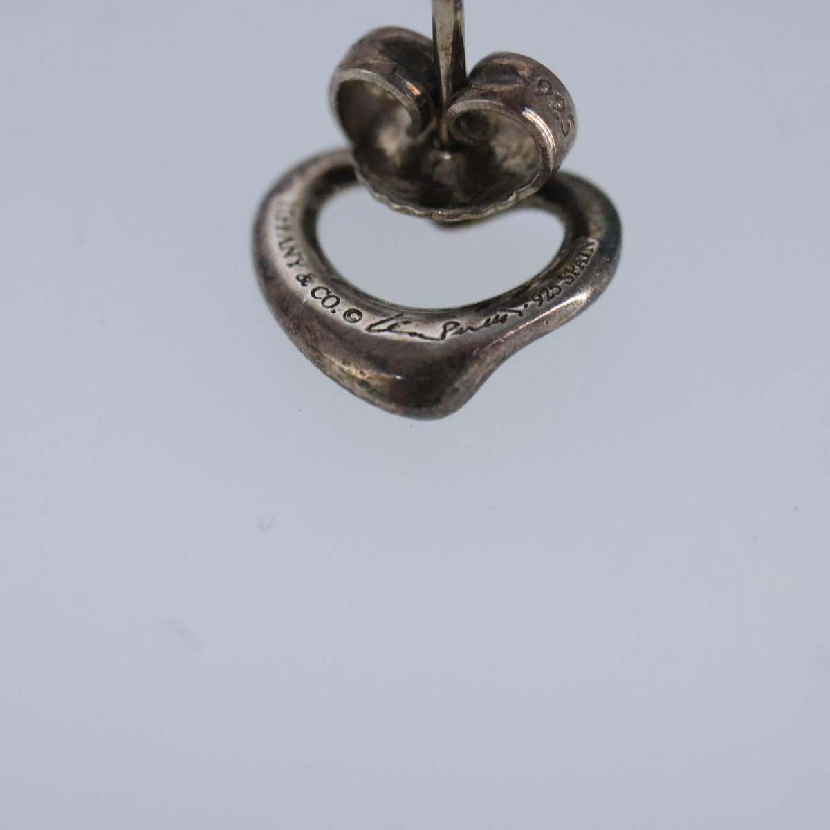 TIFFANY&Co. Open heart Earring Ag925 Silver Auth ar12751