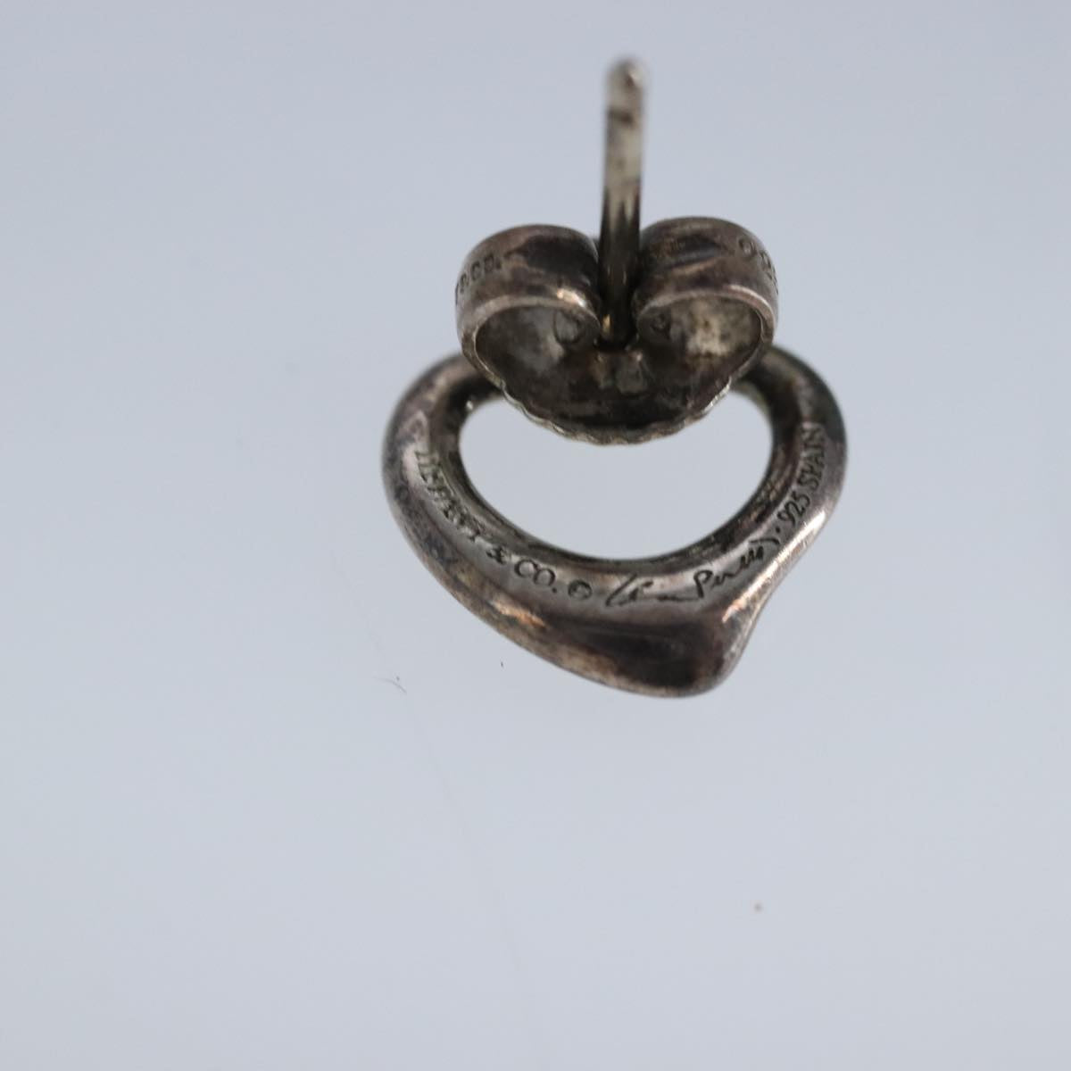 TIFFANY&Co. Open heart Earring Ag925 Silver Auth ar12751