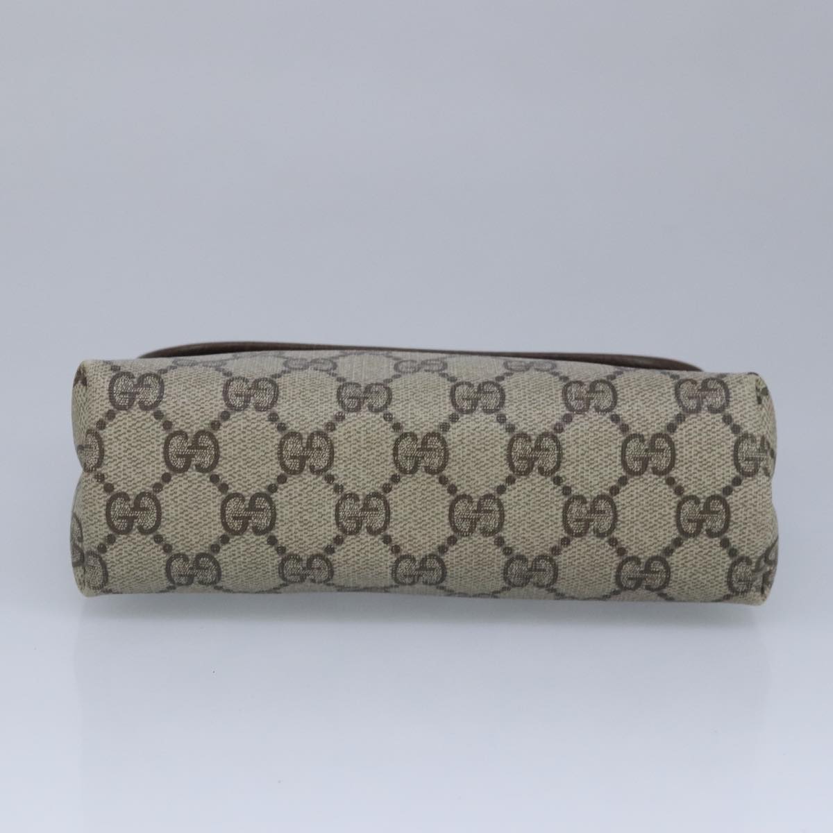 GUCCI GG Supreme Pouch PVC Leather Beige Auth ar12779