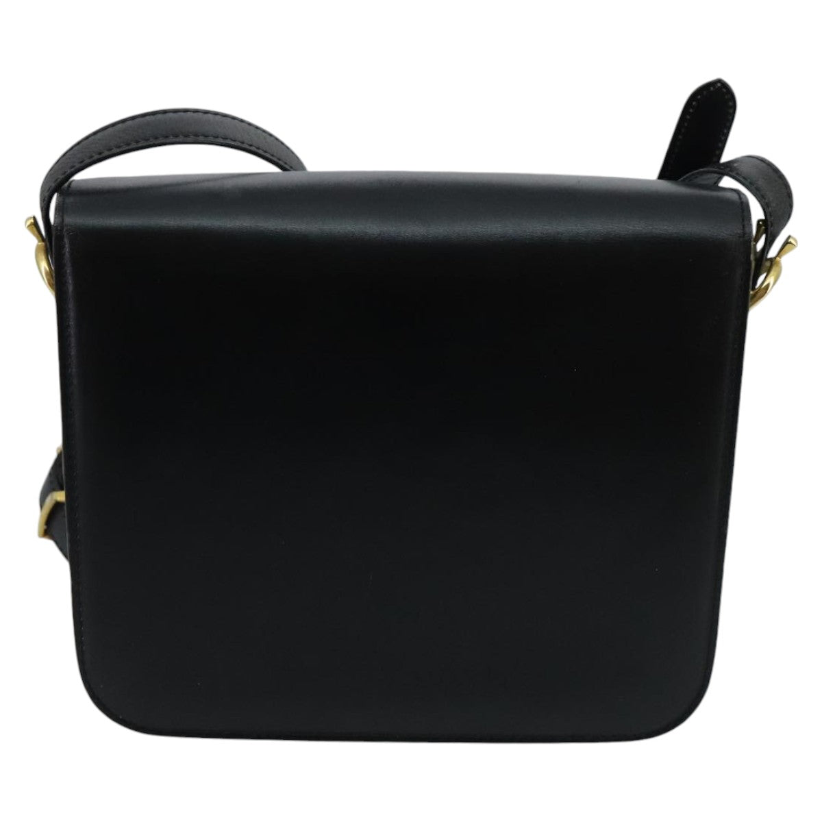 CELINE Shoulder Bag Leather Black Auth ar12782