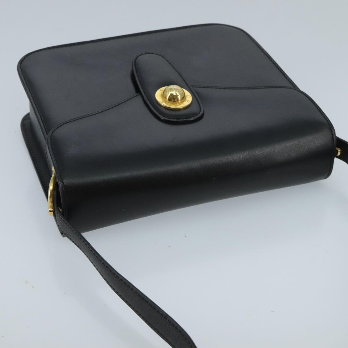 CELINE Shoulder Bag Leather Black Auth ar12782