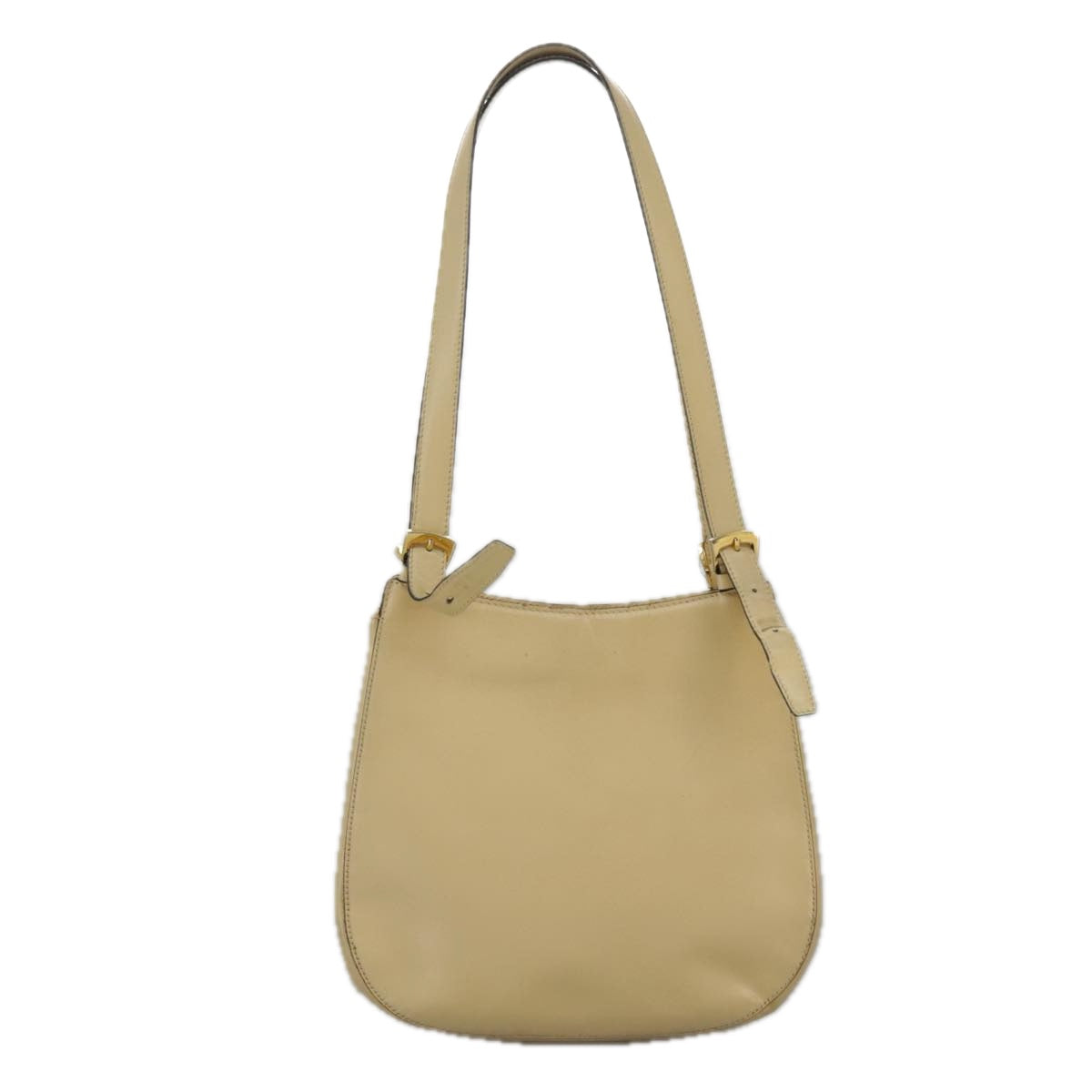 CELINE Shoulder Bag Leather Beige Auth ar12810