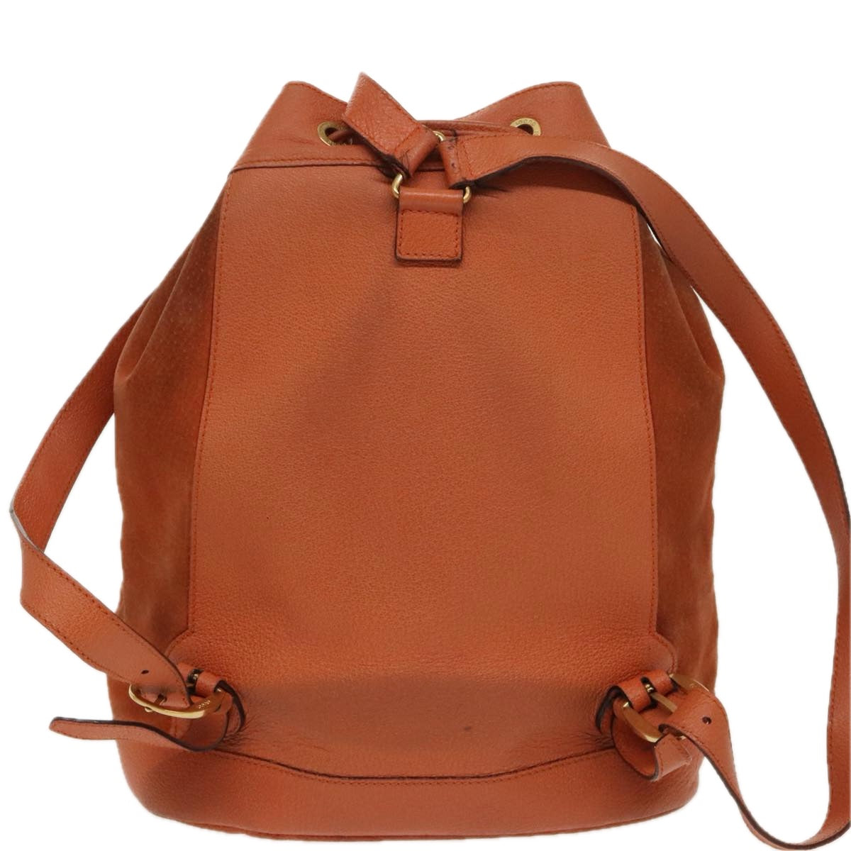 GUCCI Bamboo Backpack Suede Leather Orange Auth ar12817