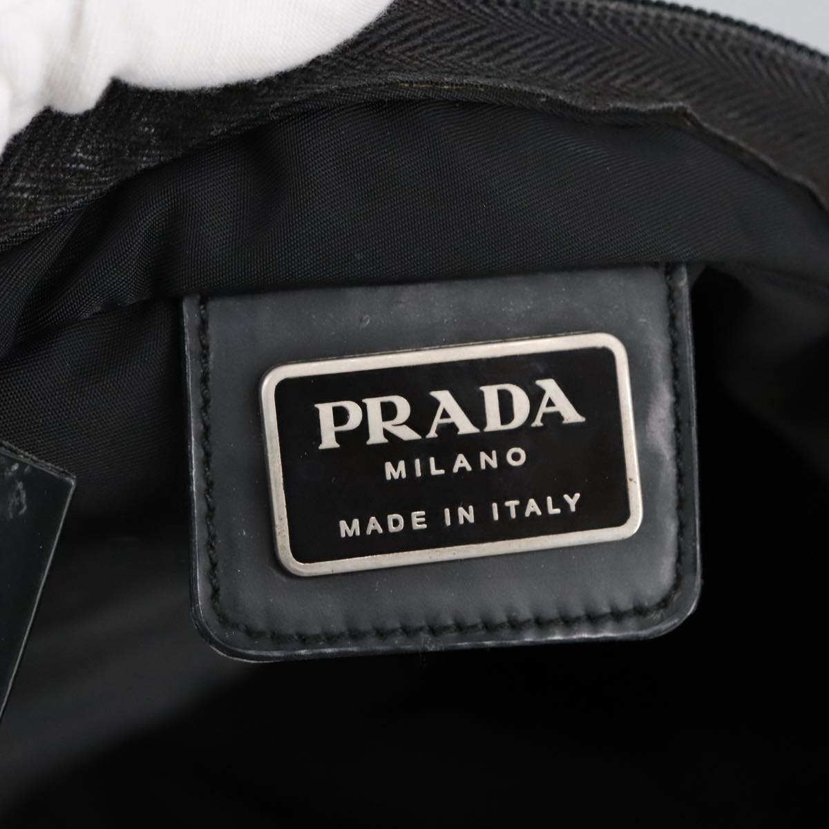 PRADA Tote Bag Nylon Black Silver Auth ar12871