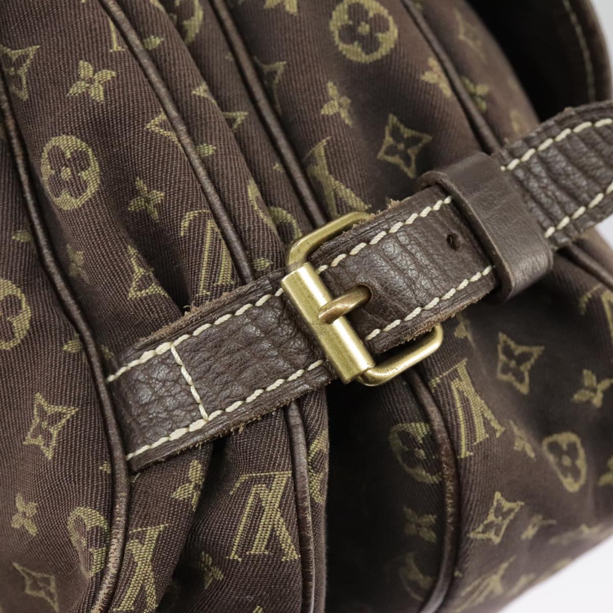 LOUIS VUITTON Monogram Mini Lin Saumur PM Bag Brown Ebene M95227 LV Auth ar12898