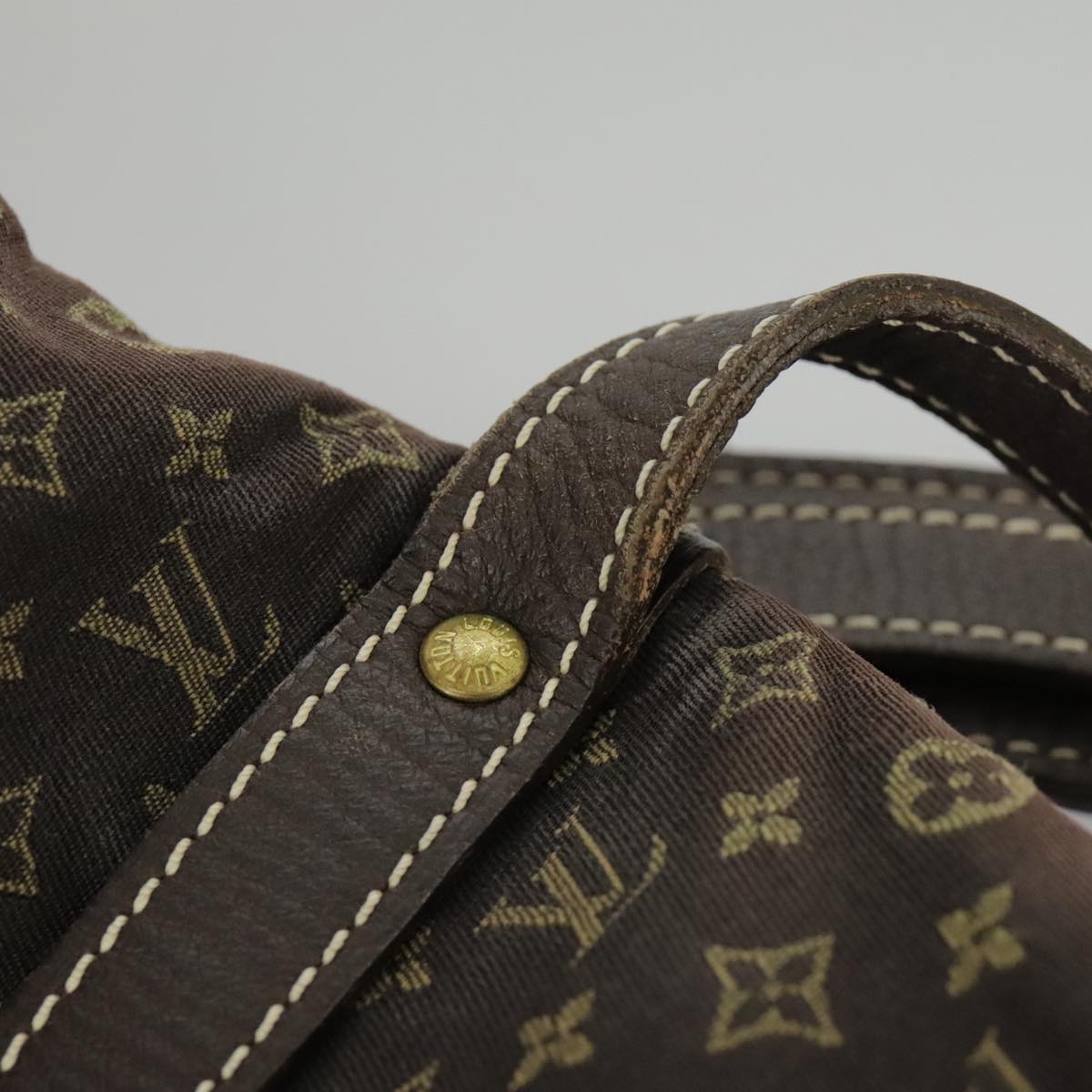 LOUIS VUITTON Monogram Mini Lin Saumur PM Bag Brown Ebene M95227 LV Auth ar12898