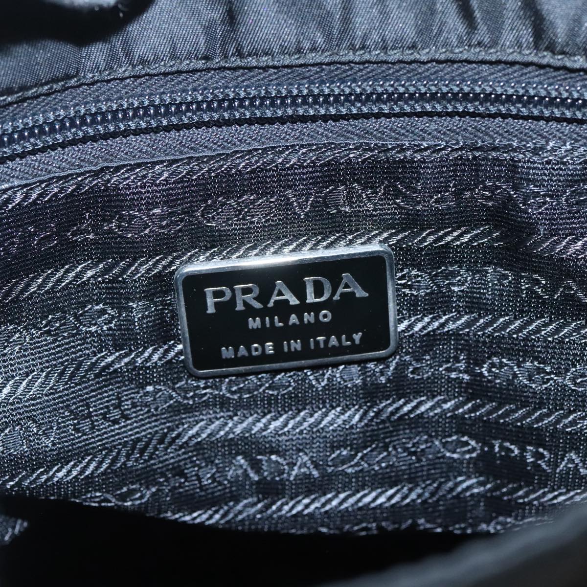 PRADA Shoulder Bag Nylon Black Silver Auth ar12901