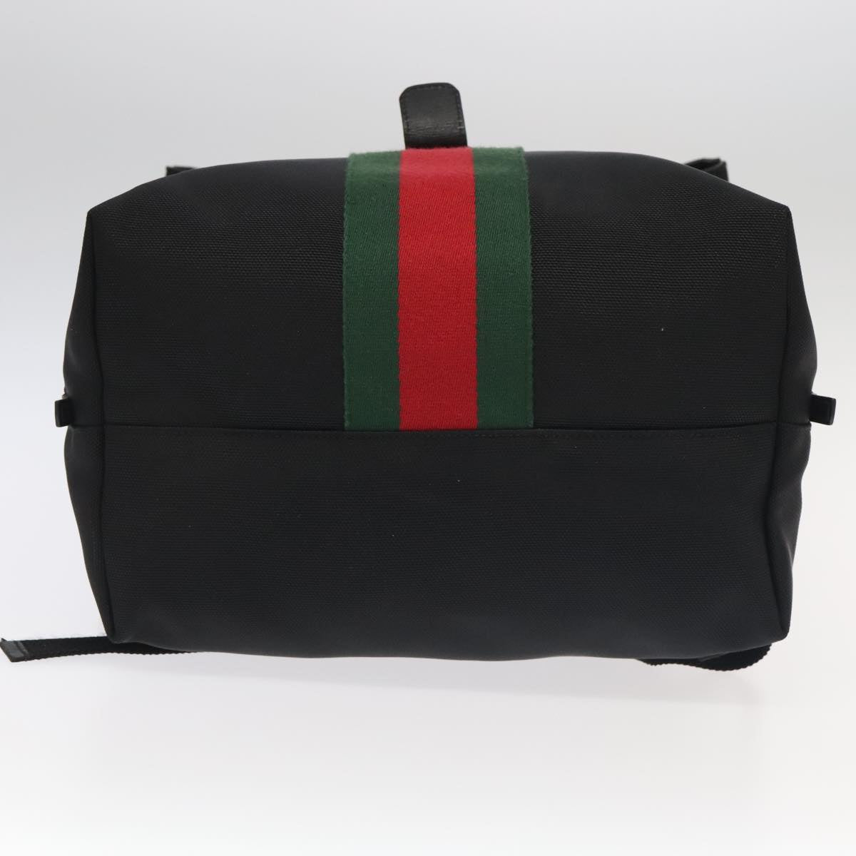 GUCCI Web Sherry Line Backpack Canvas Nylon Black Red Silver 337075 Auth ar12912