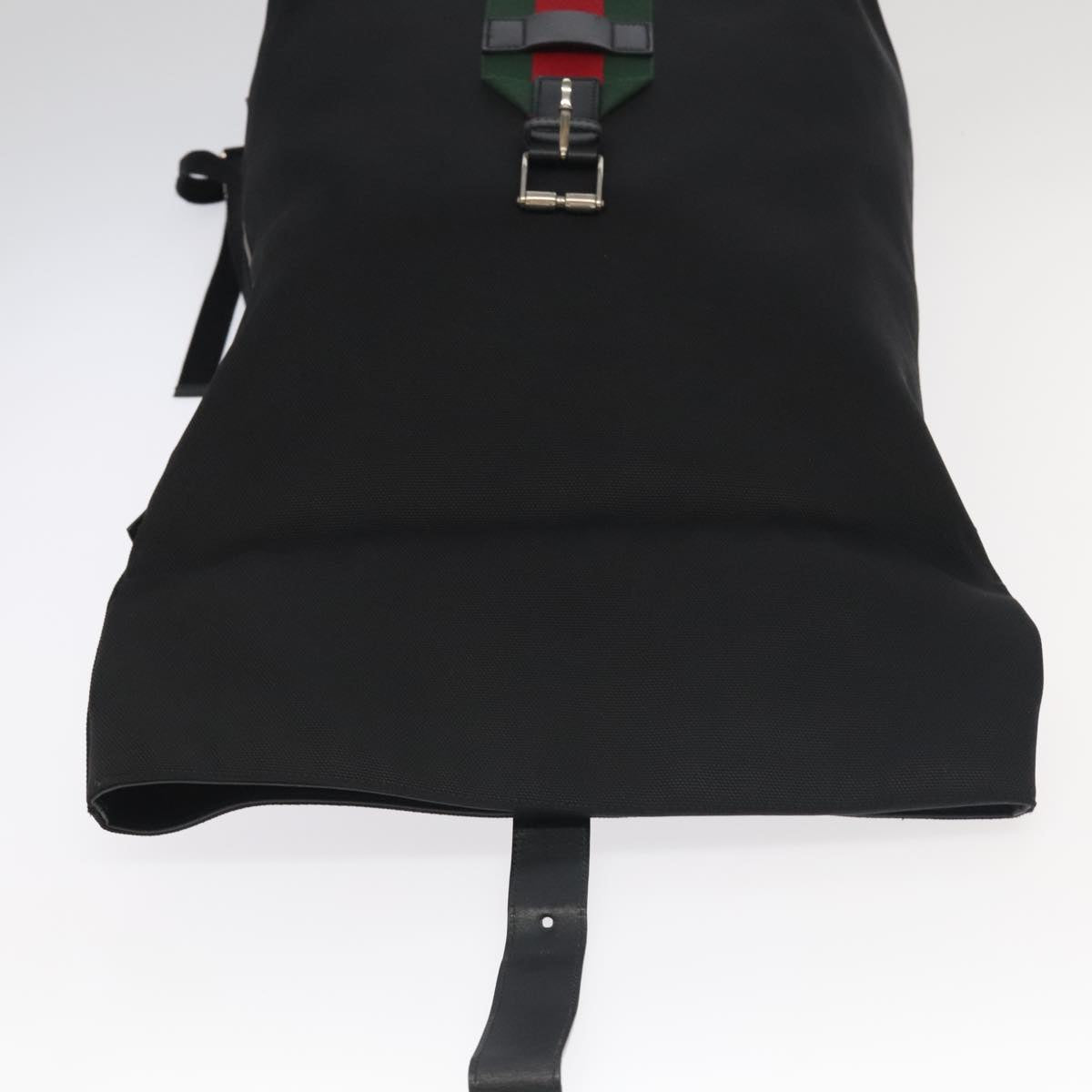 GUCCI Web Sherry Line Backpack Canvas Nylon Black Red Silver 337075 Auth ar12912