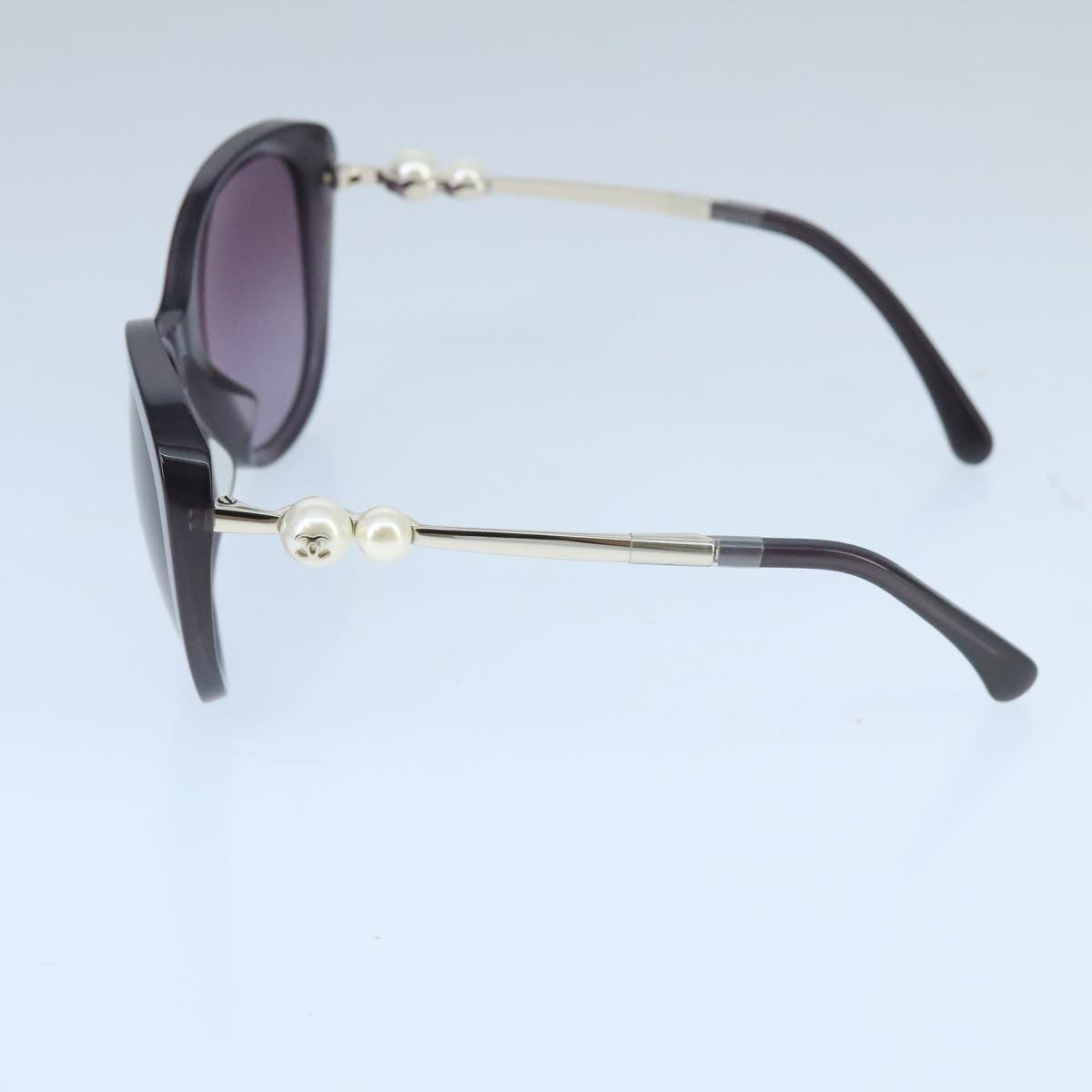 CHANEL Pearl Sunglasses plastic Purple CC Auth ar12914