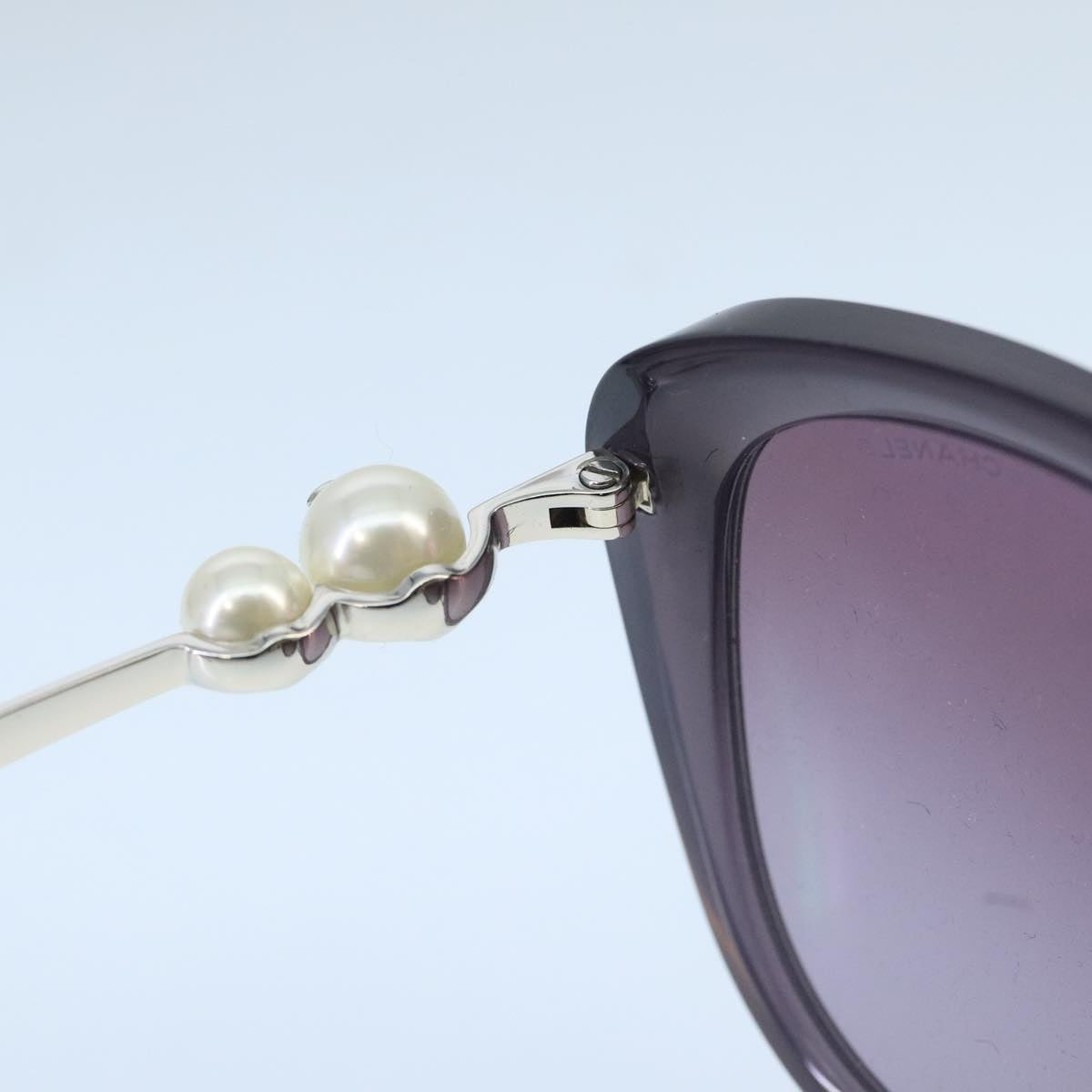 CHANEL Pearl Sunglasses plastic Purple CC Auth ar12914