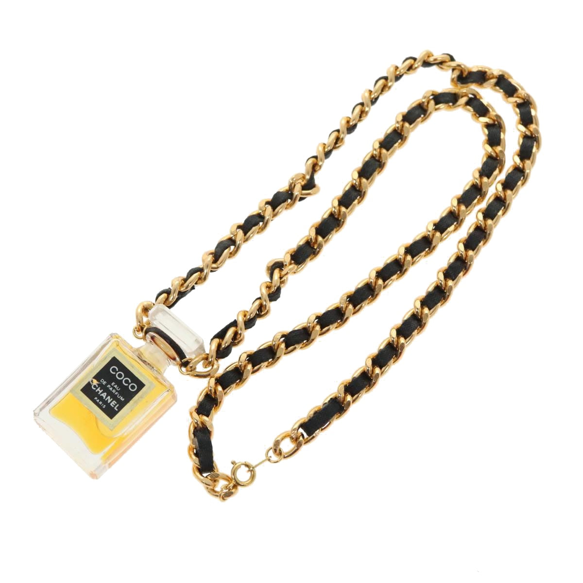 CHANEL Perfume Necklace Metal Gold CC Auth ar12917