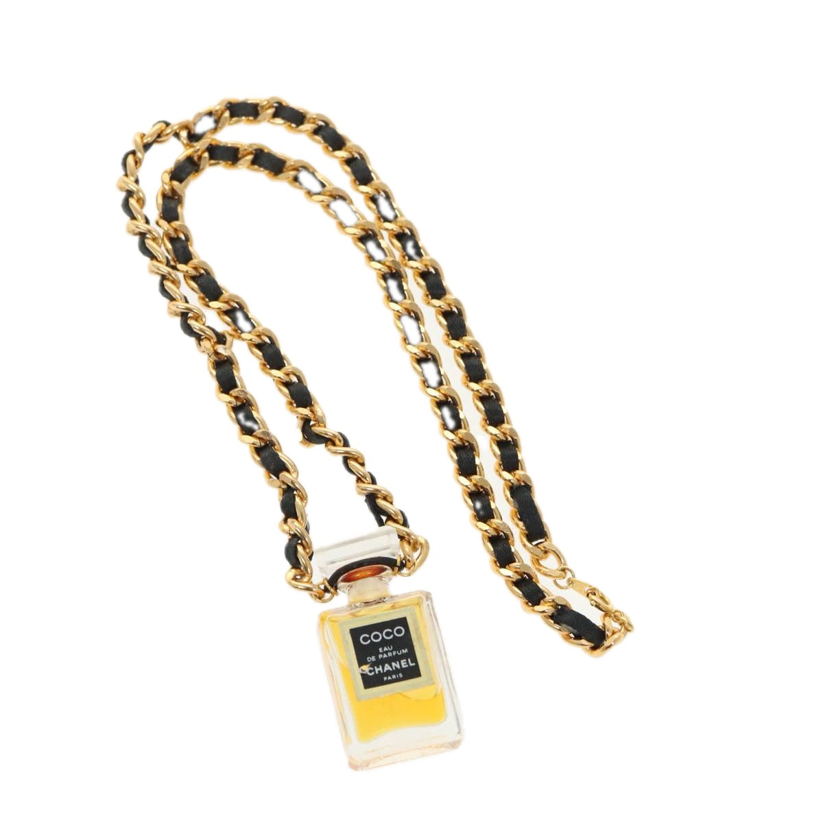 CHANEL Perfume Necklace Metal Gold CC Auth ar12917