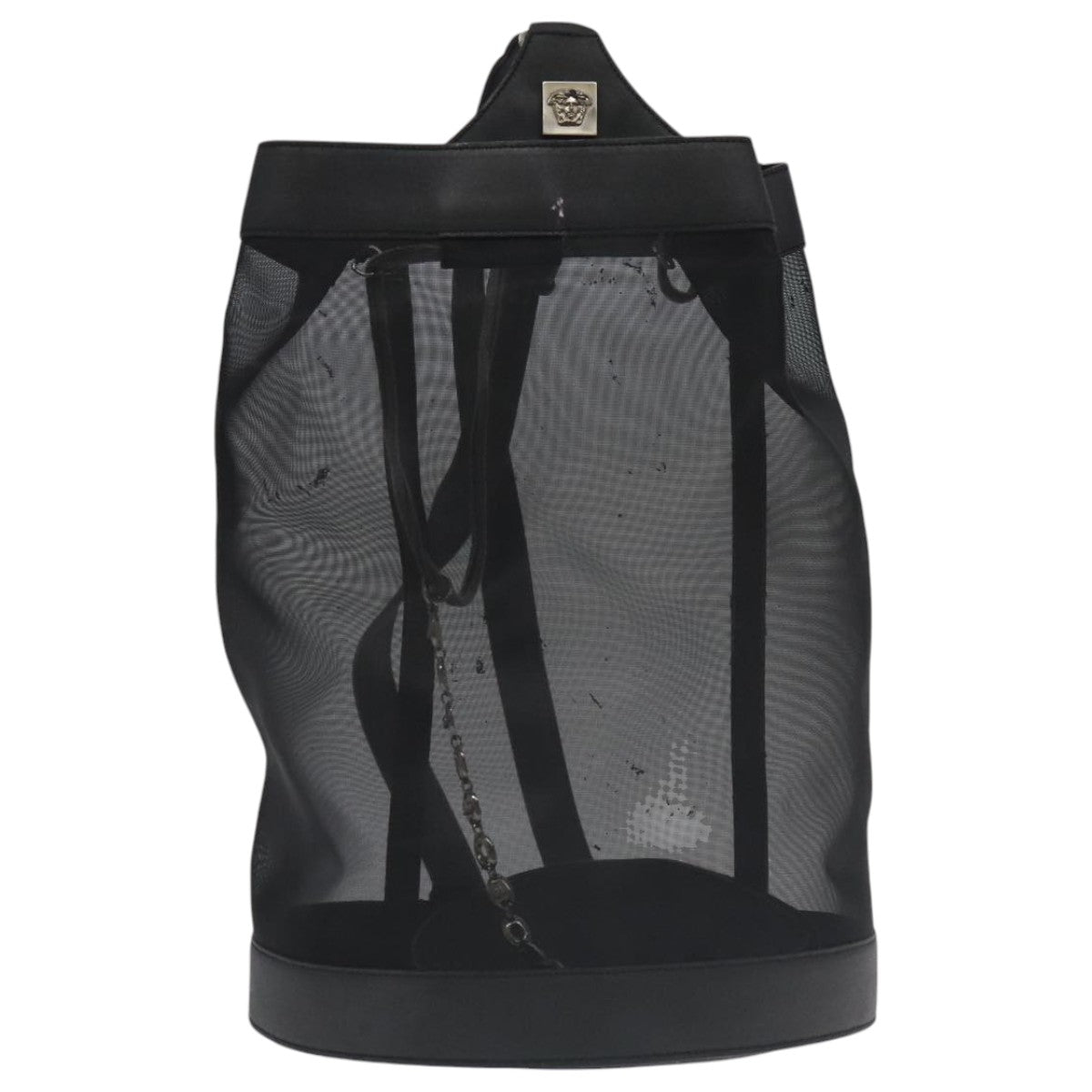 Gianni Versace Backpack Leather Black Auth ar12926